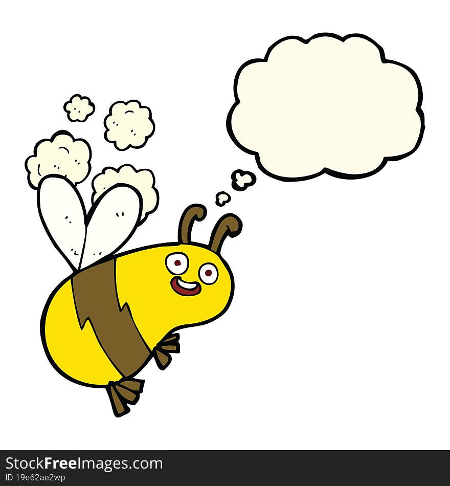 funny cartoon bee with thought bubble