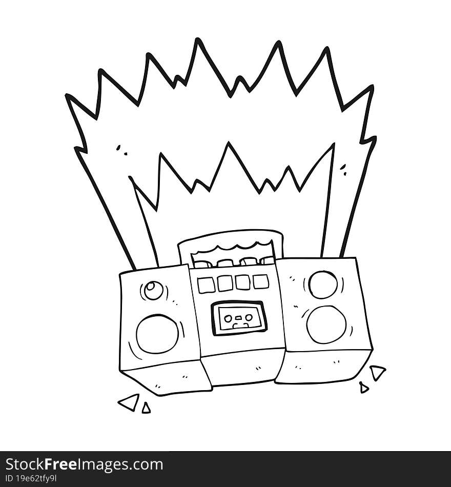 black and white cartoon boom box