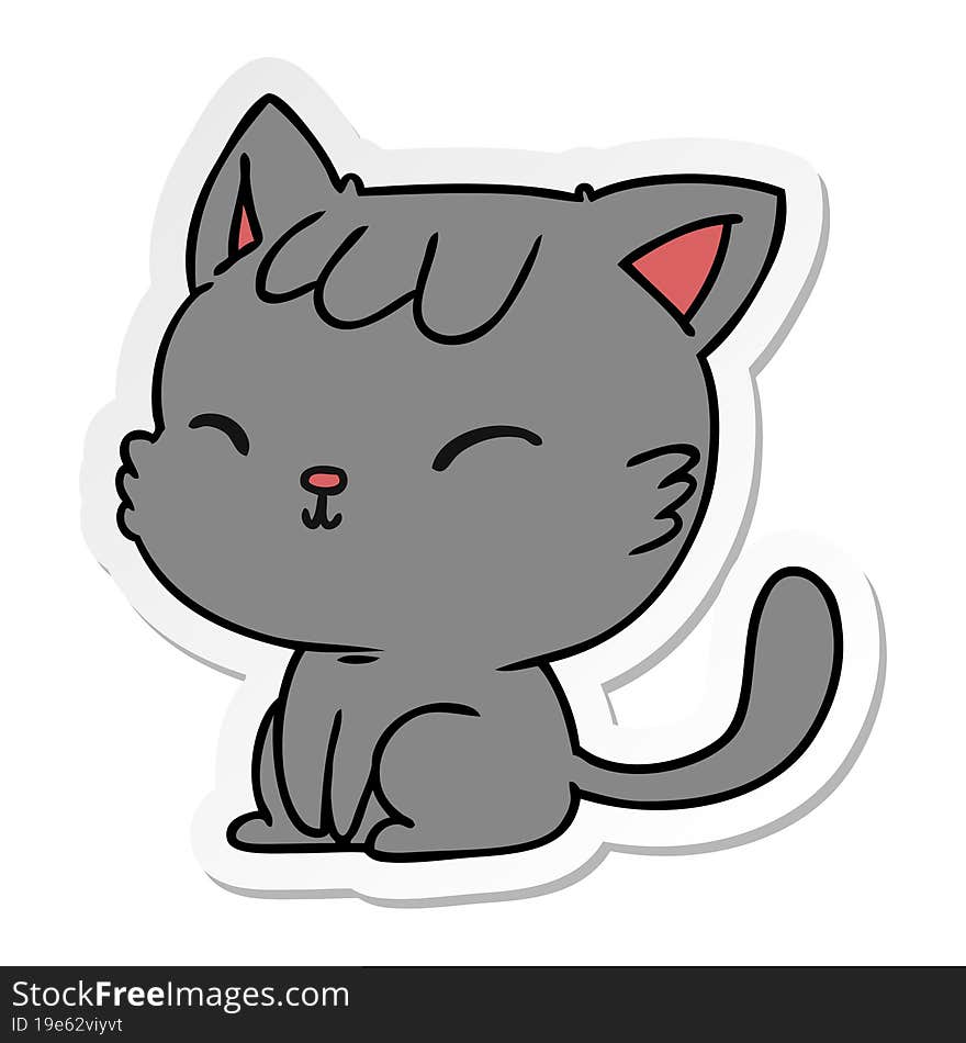 sticker cartoon illustration of cute kawaii cat. sticker cartoon illustration of cute kawaii cat