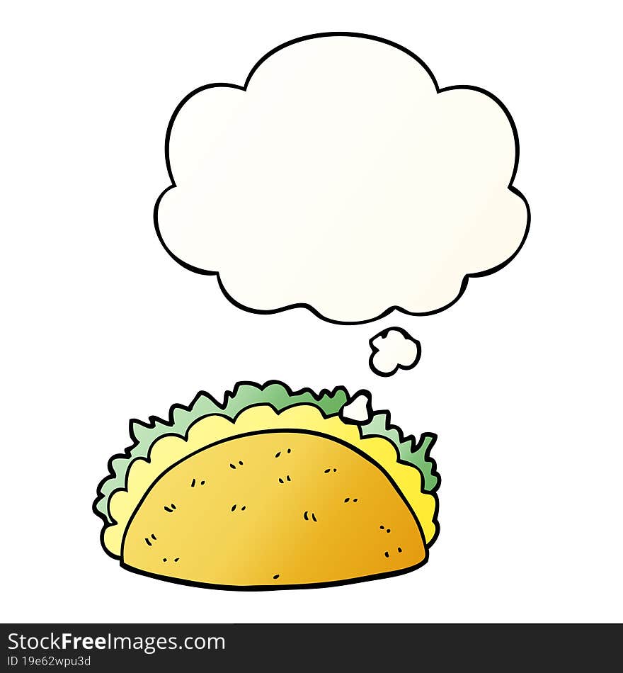 Cartoon Taco And Thought Bubble In Smooth Gradient Style