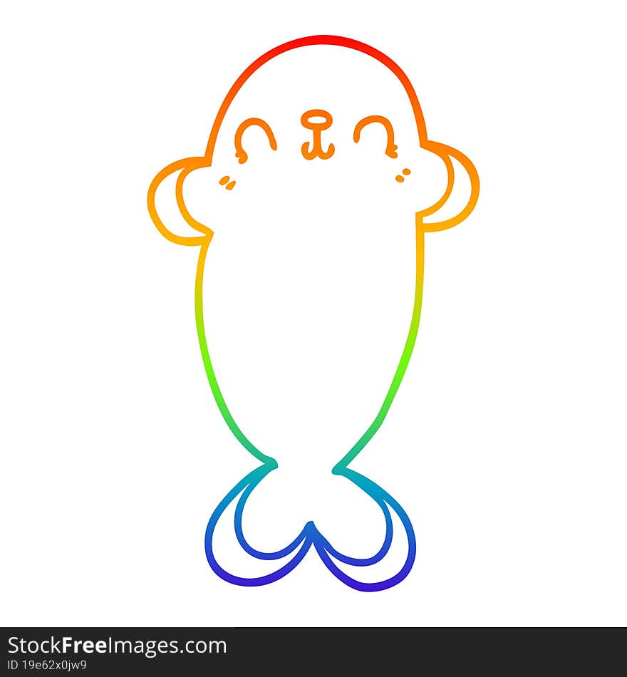 rainbow gradient line drawing cartoon seal