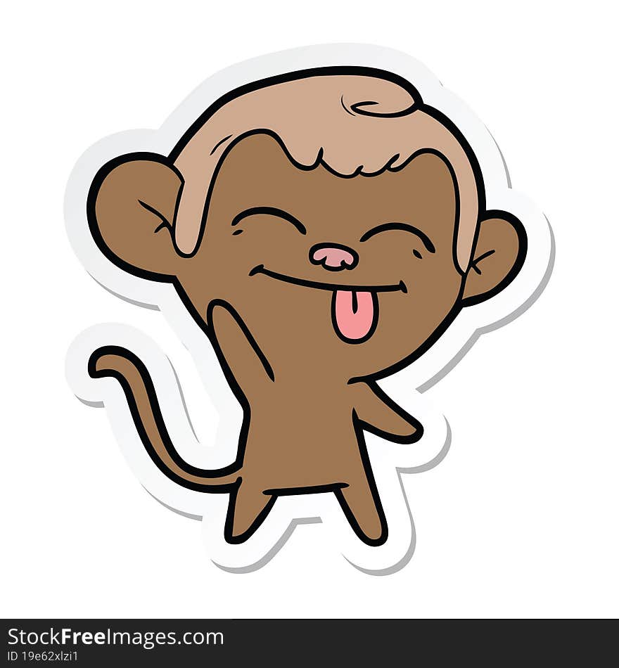 sticker of a funny cartoon monkey waving