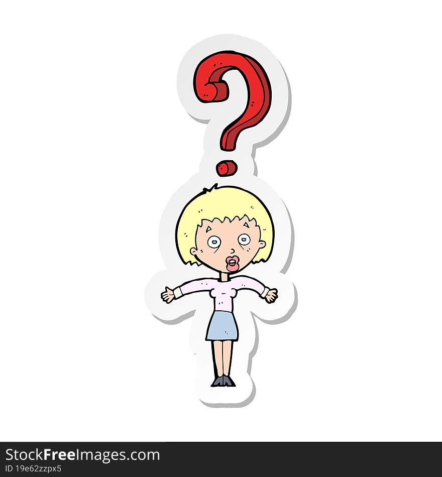 sticker of a cartoon confused woman