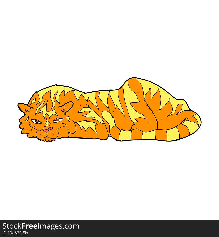 cartoon resting tiger