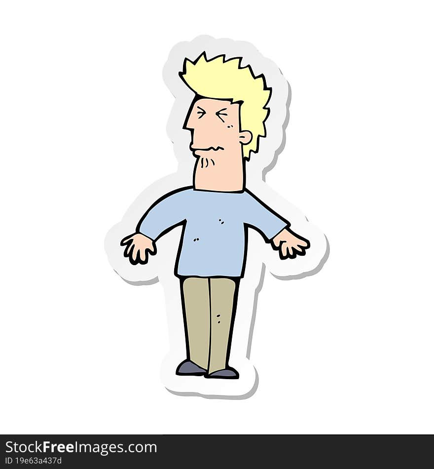 sticker of a cartoon stressed man