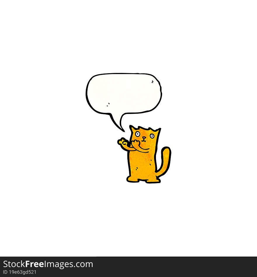 cartoon cat with speech bubble