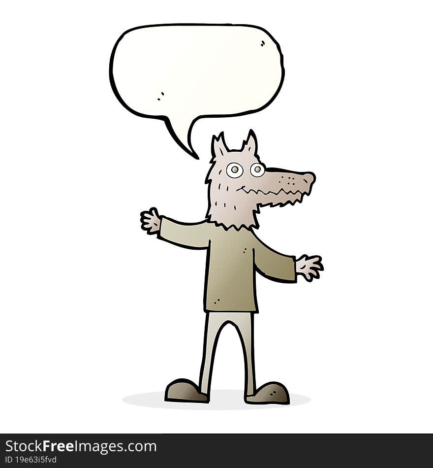 Cartoon Wolf Man With Speech Bubble