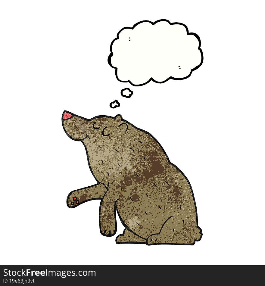 thought bubble textured cartoon bear