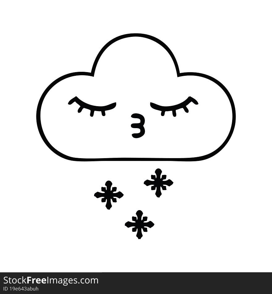 Line Drawing Cartoon Snow Cloud