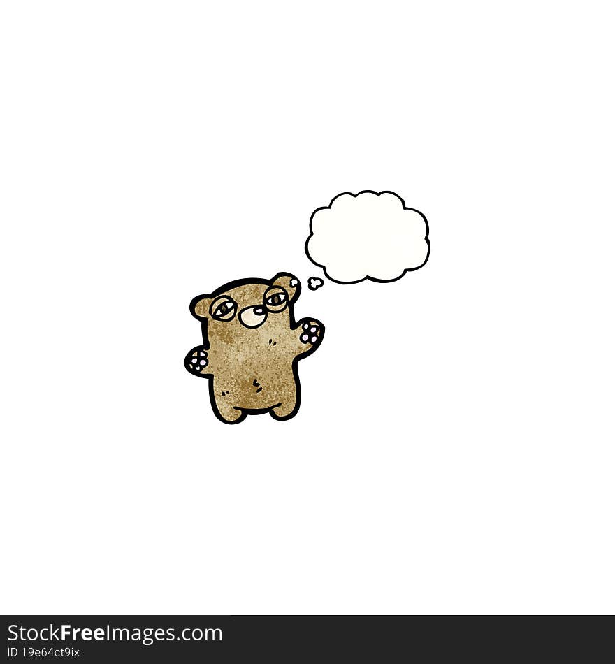 cartoon teddy bear with thought bubble