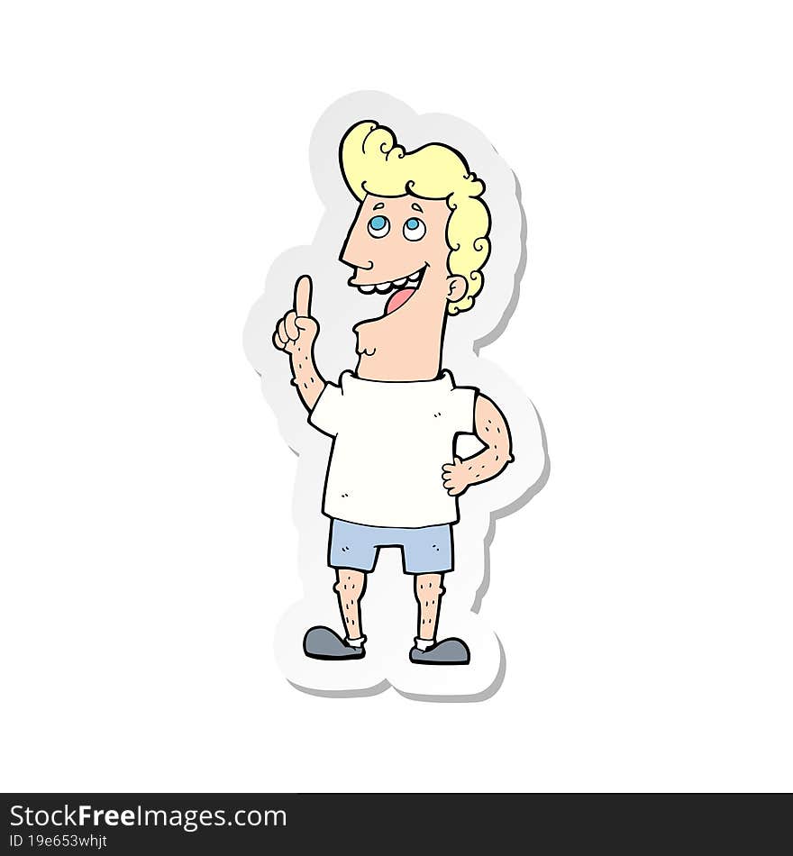 sticker of a cartoon happy man