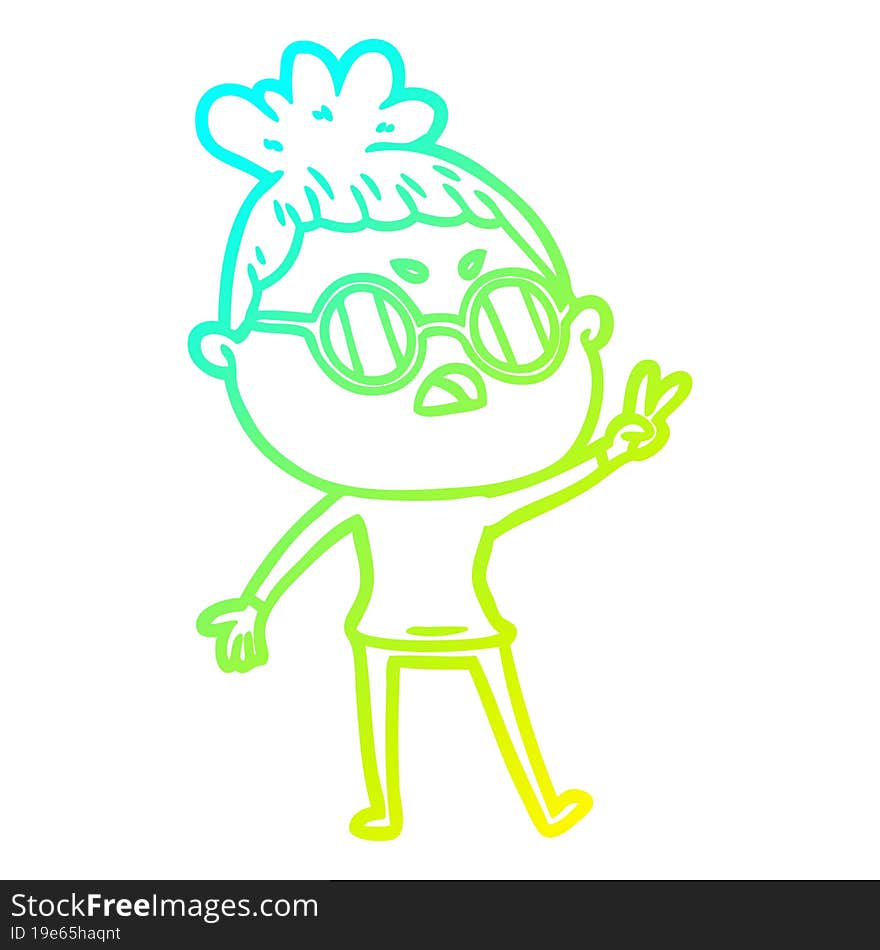 cold gradient line drawing cartoon annoyed woman