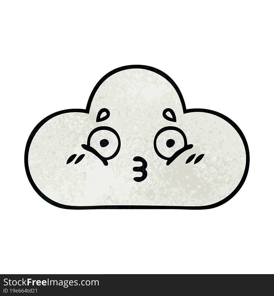 retro grunge texture cartoon of a white cloud