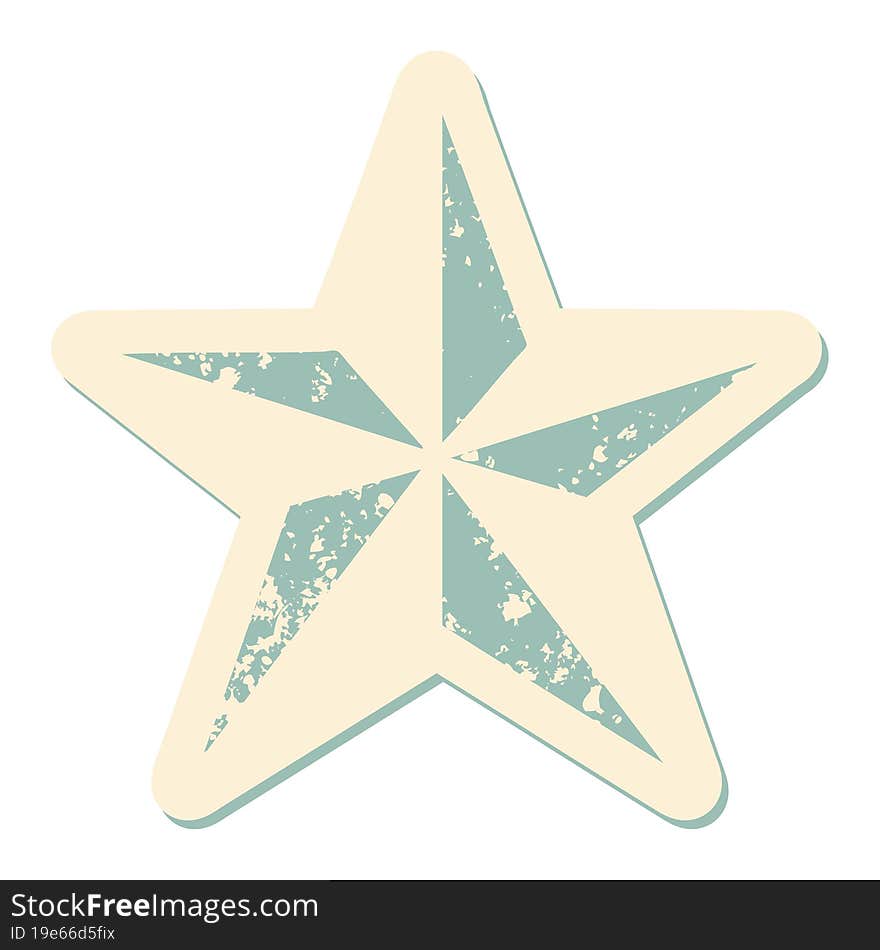 distressed sticker tattoo style icon of a star