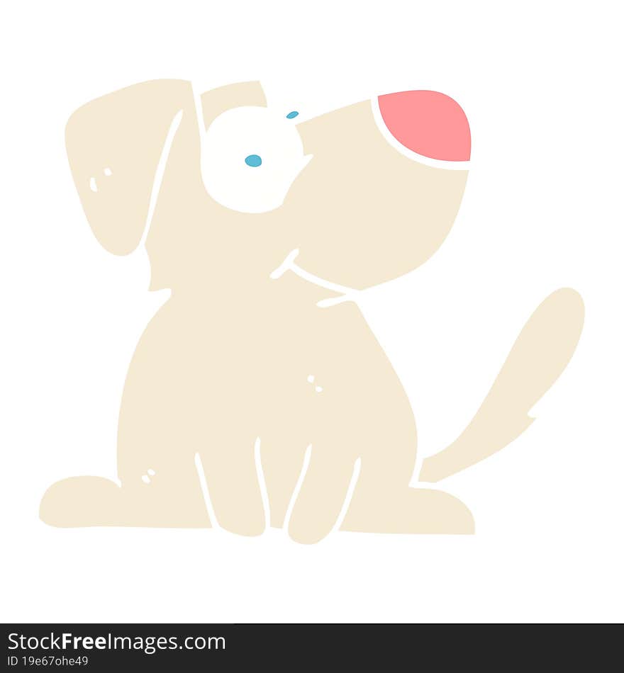 Flat Color Illustration Cartoon Happy Dog