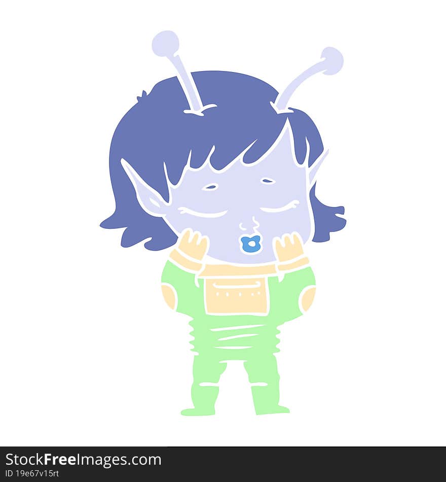 flat color style cartoon alien girl