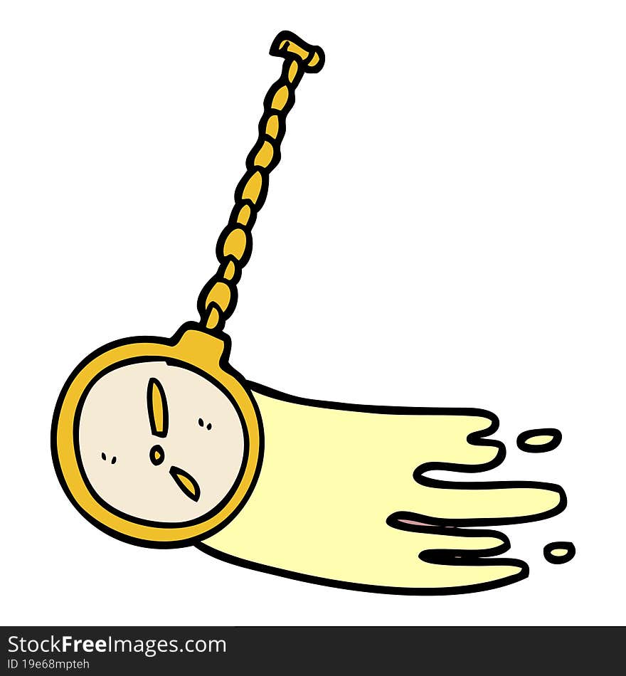 cartoon doodle swinging gold watch