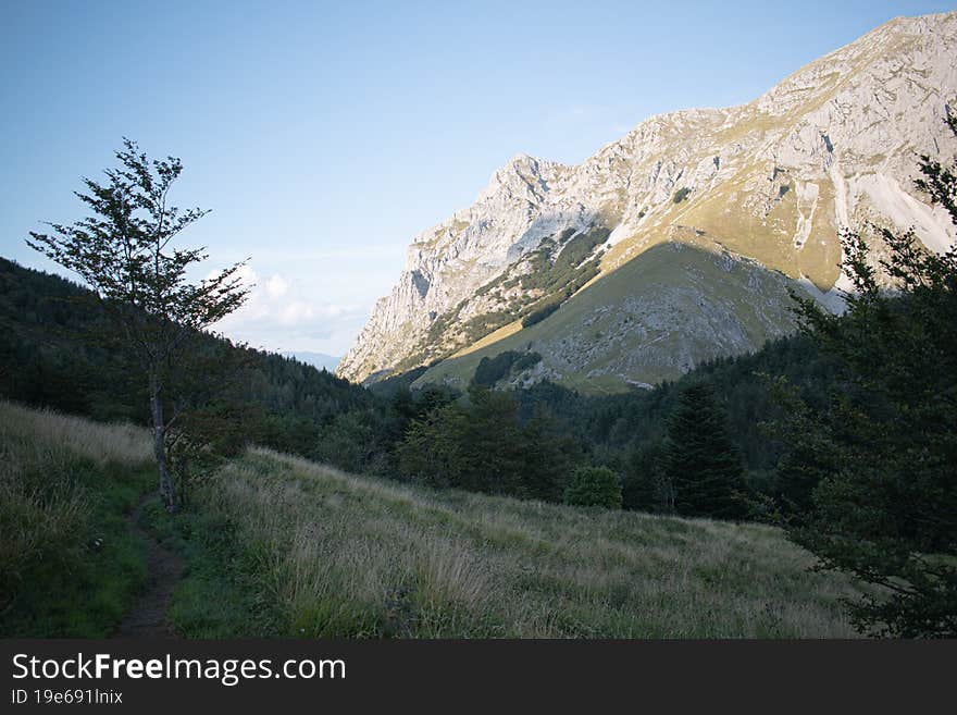 A scenic view in early morning of Mount Pania della Croce in Apuan Alps