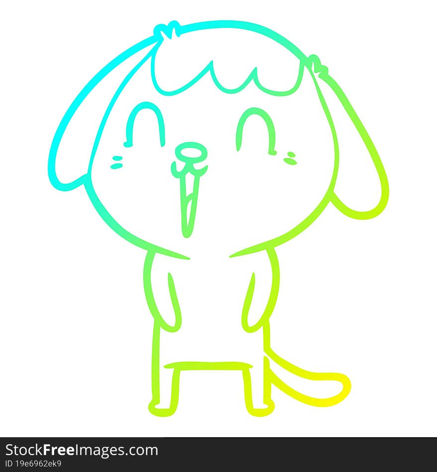 Cold Gradient Line Drawing Cute Cartoon Dog