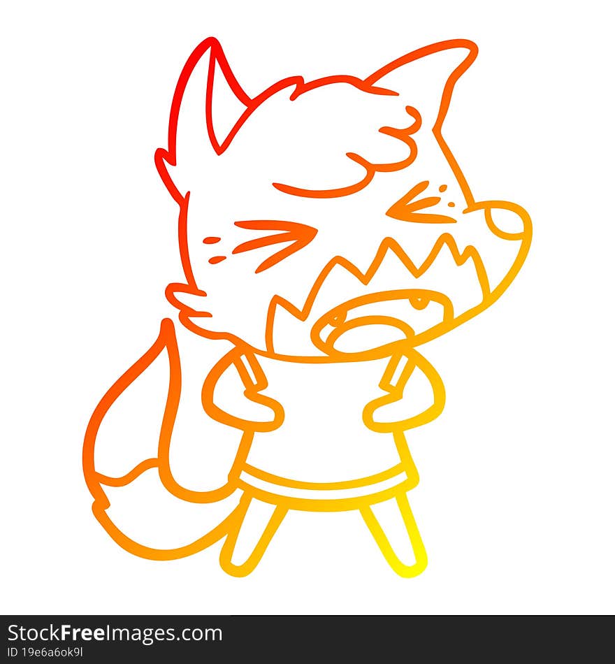 warm gradient line drawing angry cartoon fox