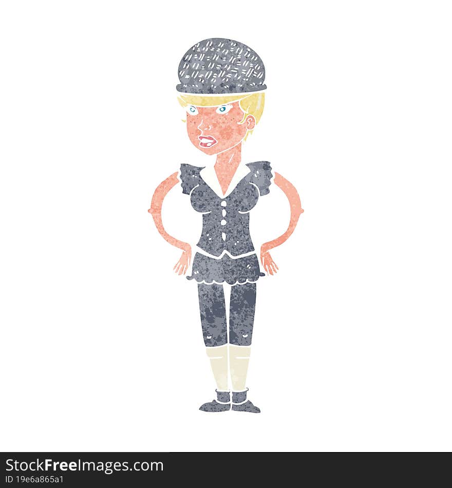 cartoon woman wearing hat