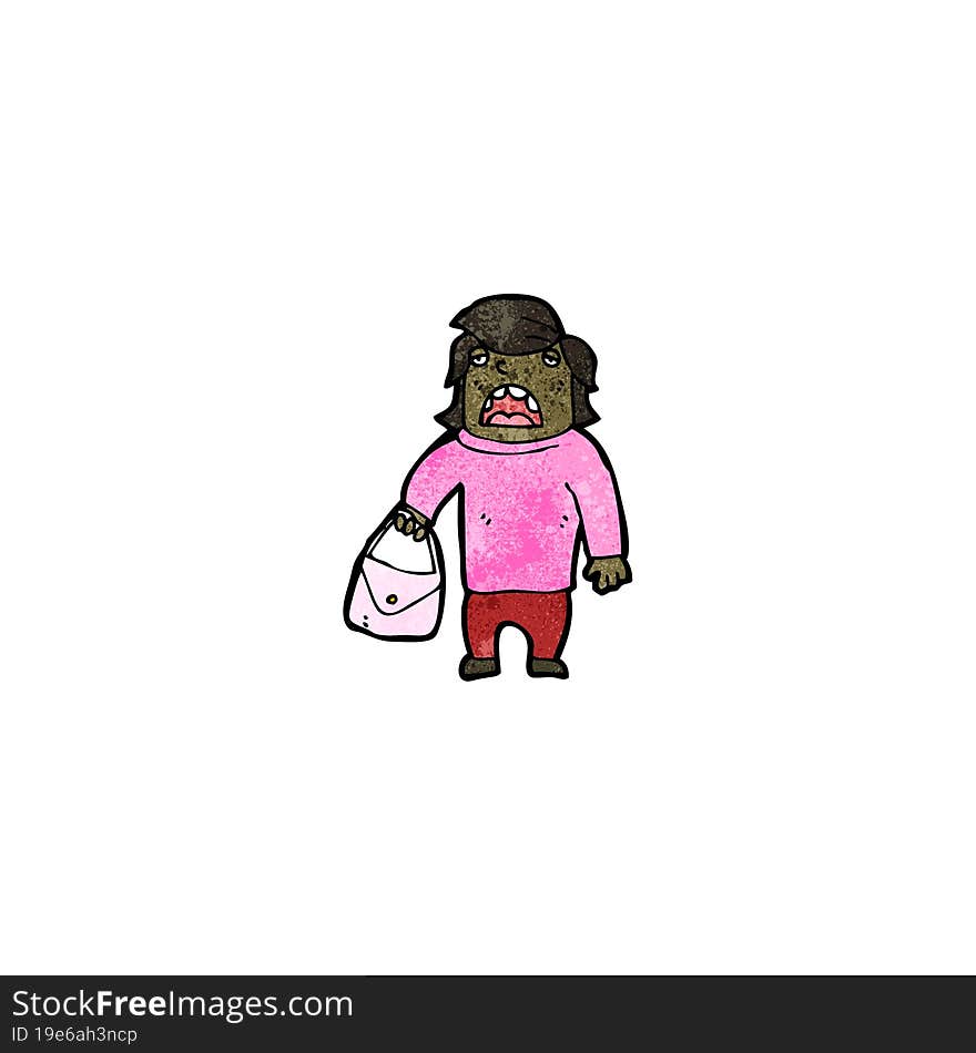 cartoon person with bag