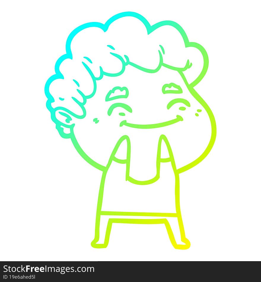 cold gradient line drawing cartoon friendly man