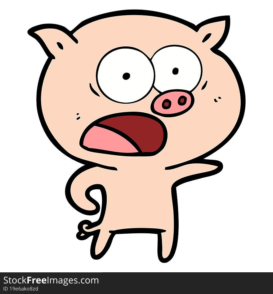 cartoon pig shouting. cartoon pig shouting