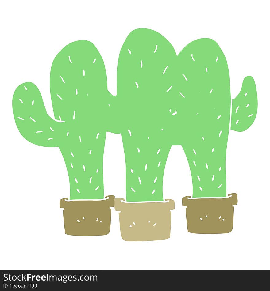 flat color illustration of a cartoon cactus