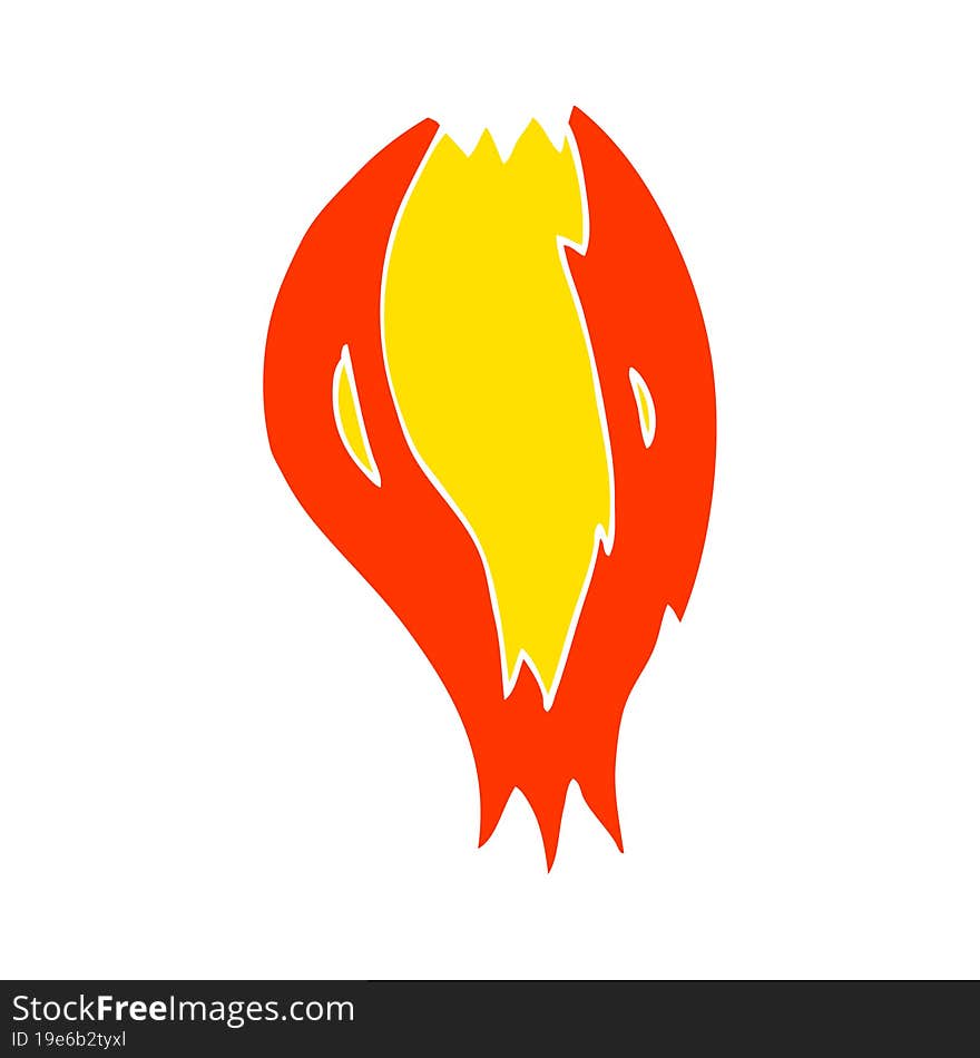 flat color illustration of a cartoon rocket ship flames