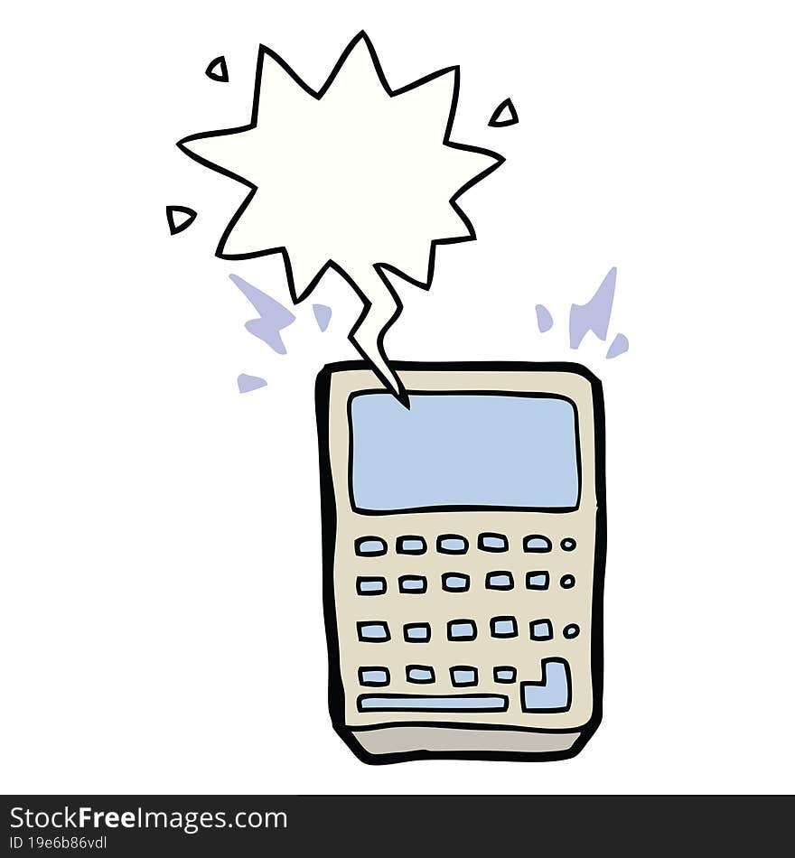 Cartoon Calculator And Speech Bubble