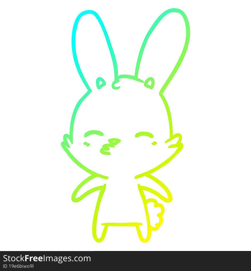 Cold Gradient Line Drawing Curious Bunny Cartoon