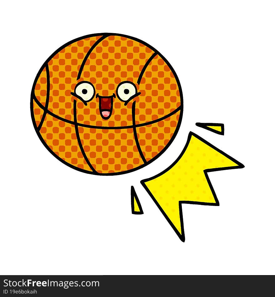 comic book style cartoon of a basketball