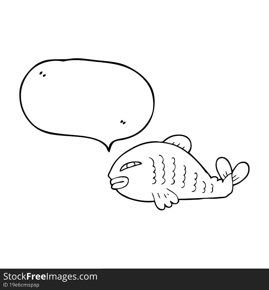 freehand drawn speech bubble cartoon fish