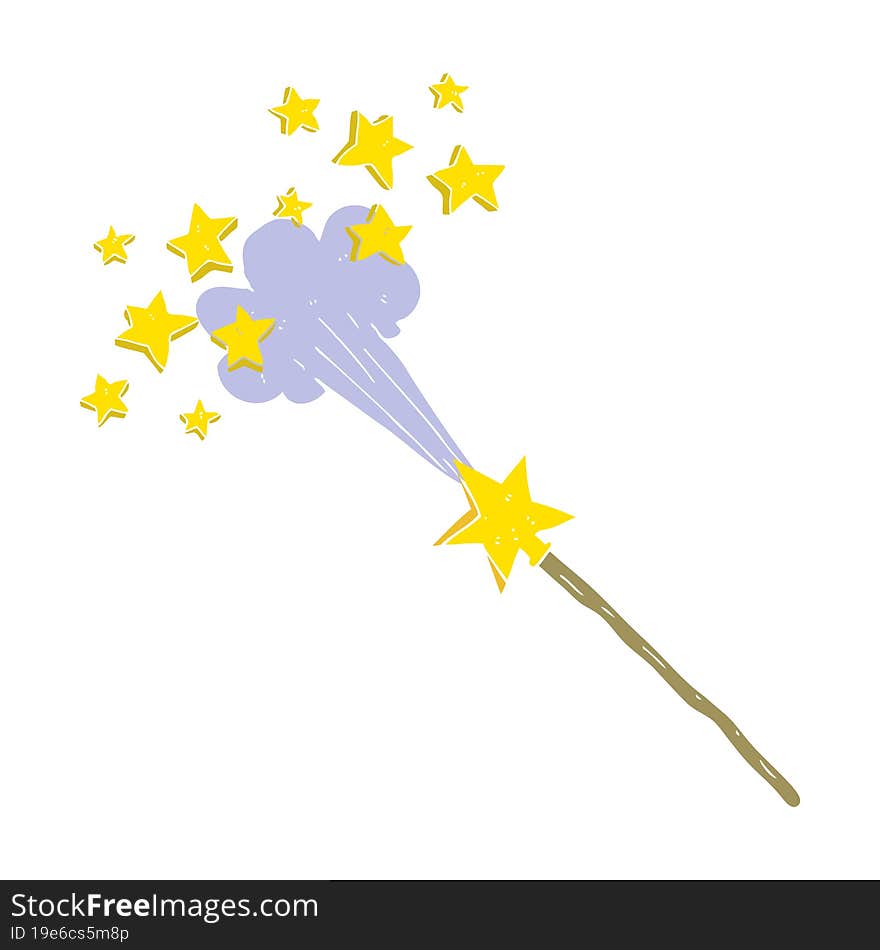 flat color illustration of magic wand. flat color illustration of magic wand