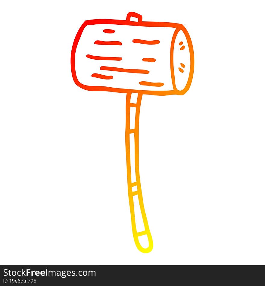 Warm Gradient Line Drawing Cartoon Mallet