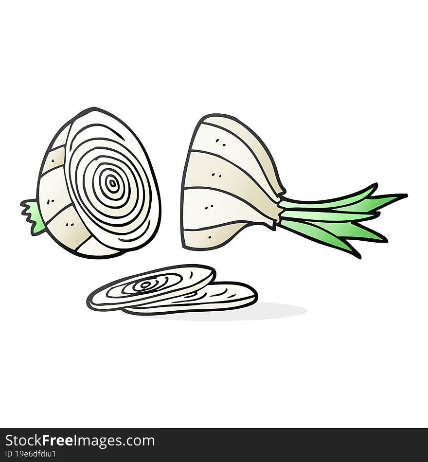 freehand drawn cartoon sliced onion