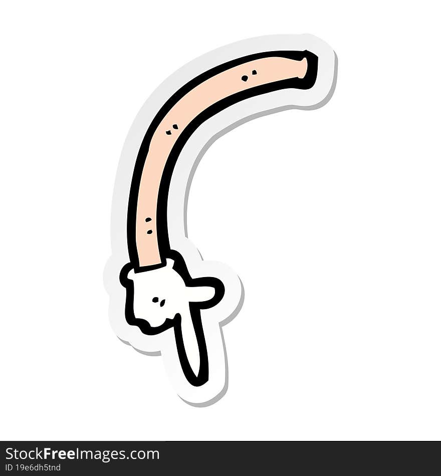 Sticker Of A Cartoon Pointing Arm