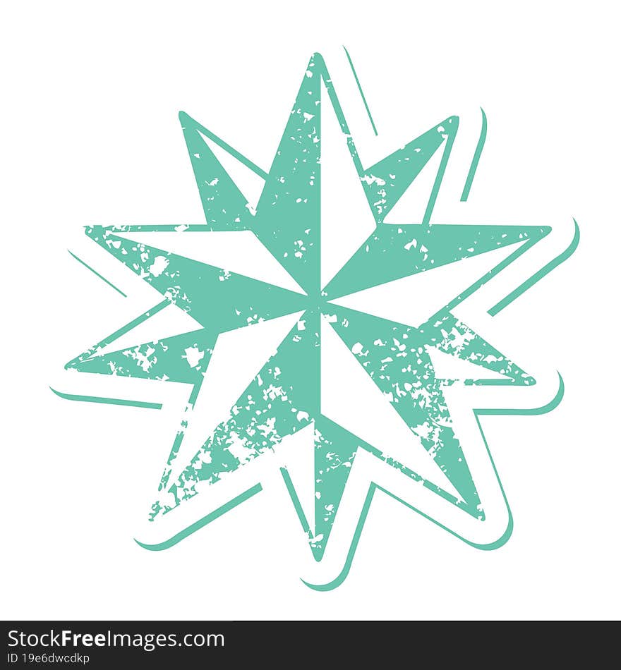 distressed sticker tattoo style icon of a star