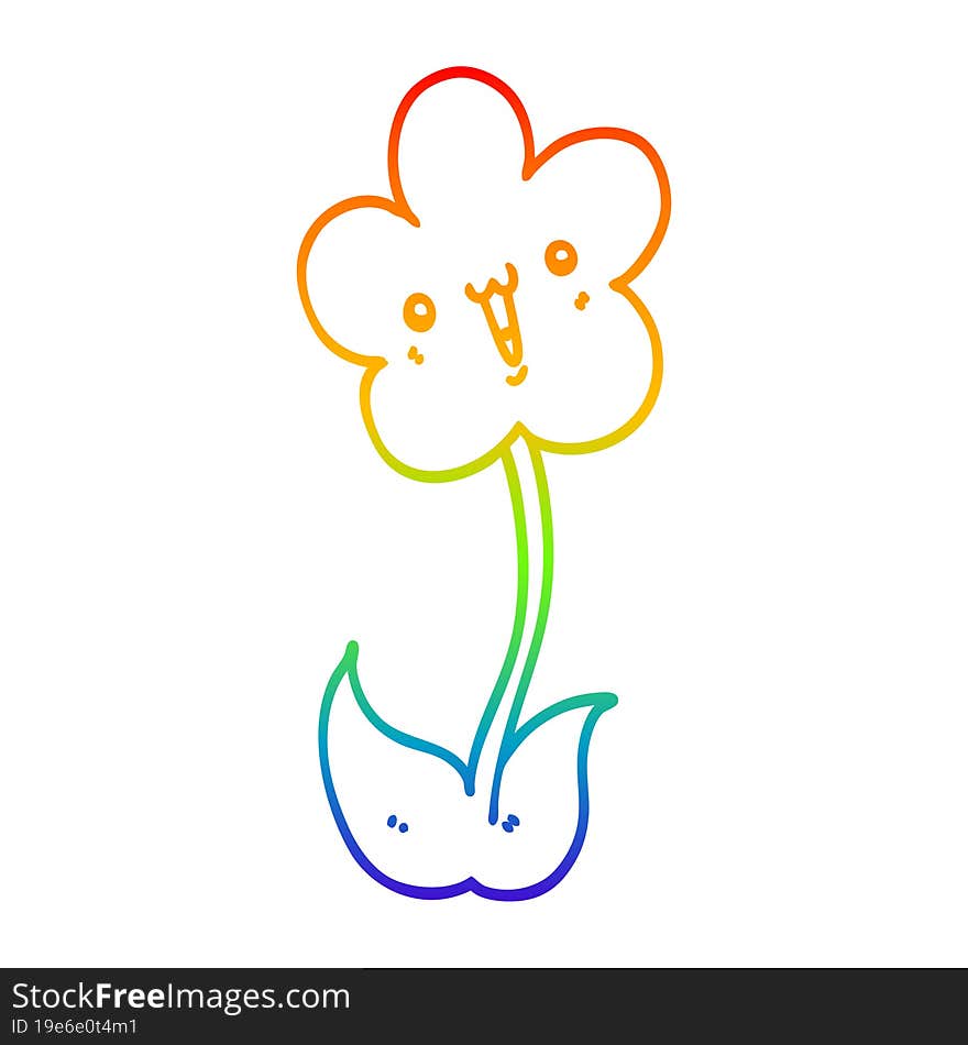 rainbow gradient line drawing cartoon flower