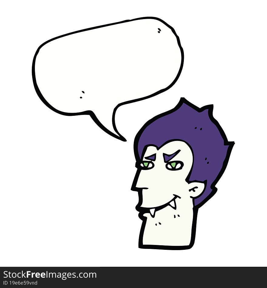 cartoon vampire face with speech bubble