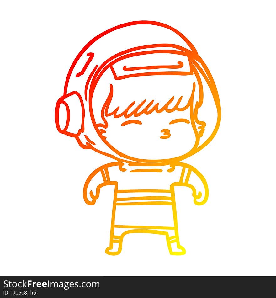 warm gradient line drawing cartoon curious astronaut