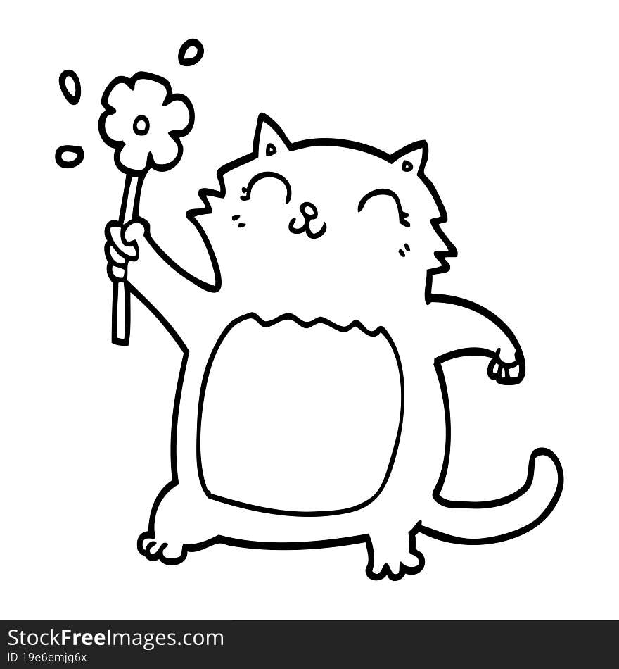 cartoon cat with flower