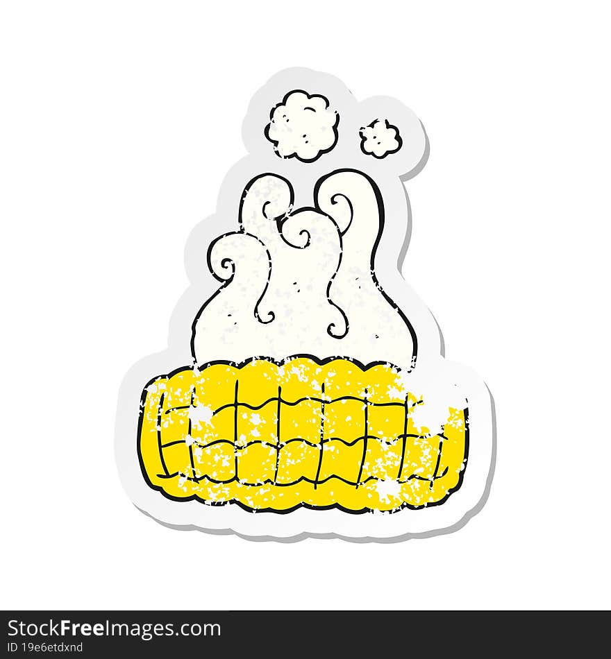 retro distressed sticker of a cartoon corn cob