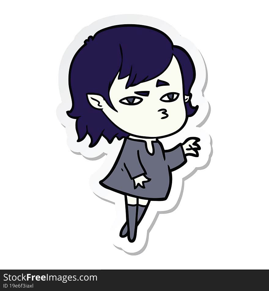 sticker of a cartoon vampire girl