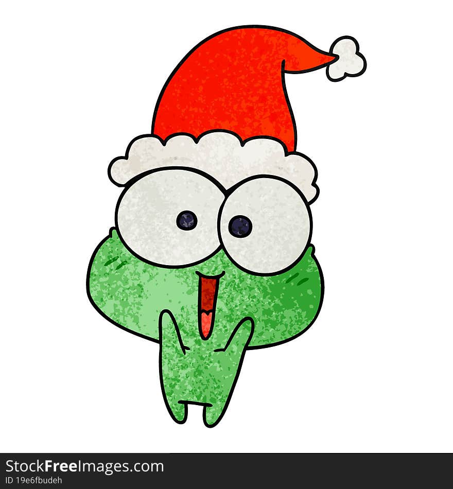 christmas textured cartoon of kawaii frog