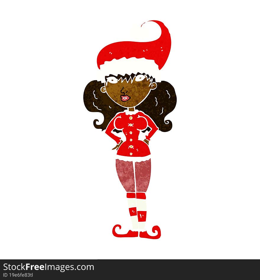 Cartoon Santa S Helper Woman