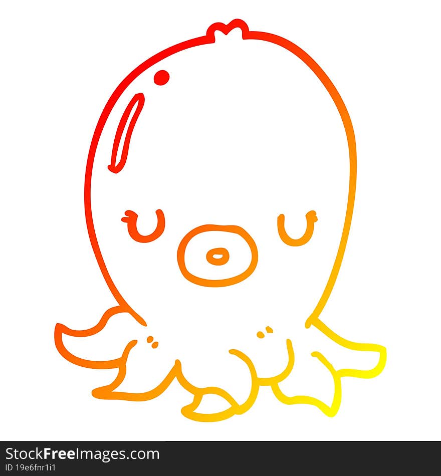 Warm Gradient Line Drawing Cartoon Octopus