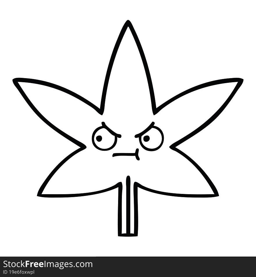 line drawing cartoon marijuana leaf