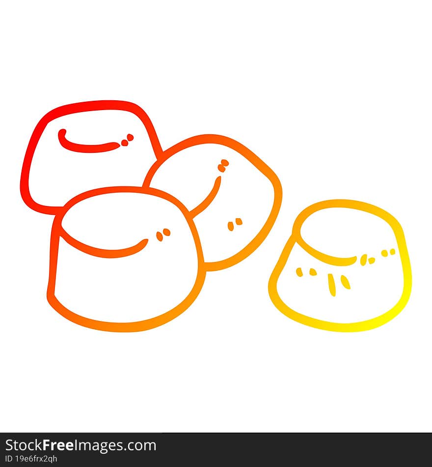 warm gradient line drawing cartoon tasty marshmallows